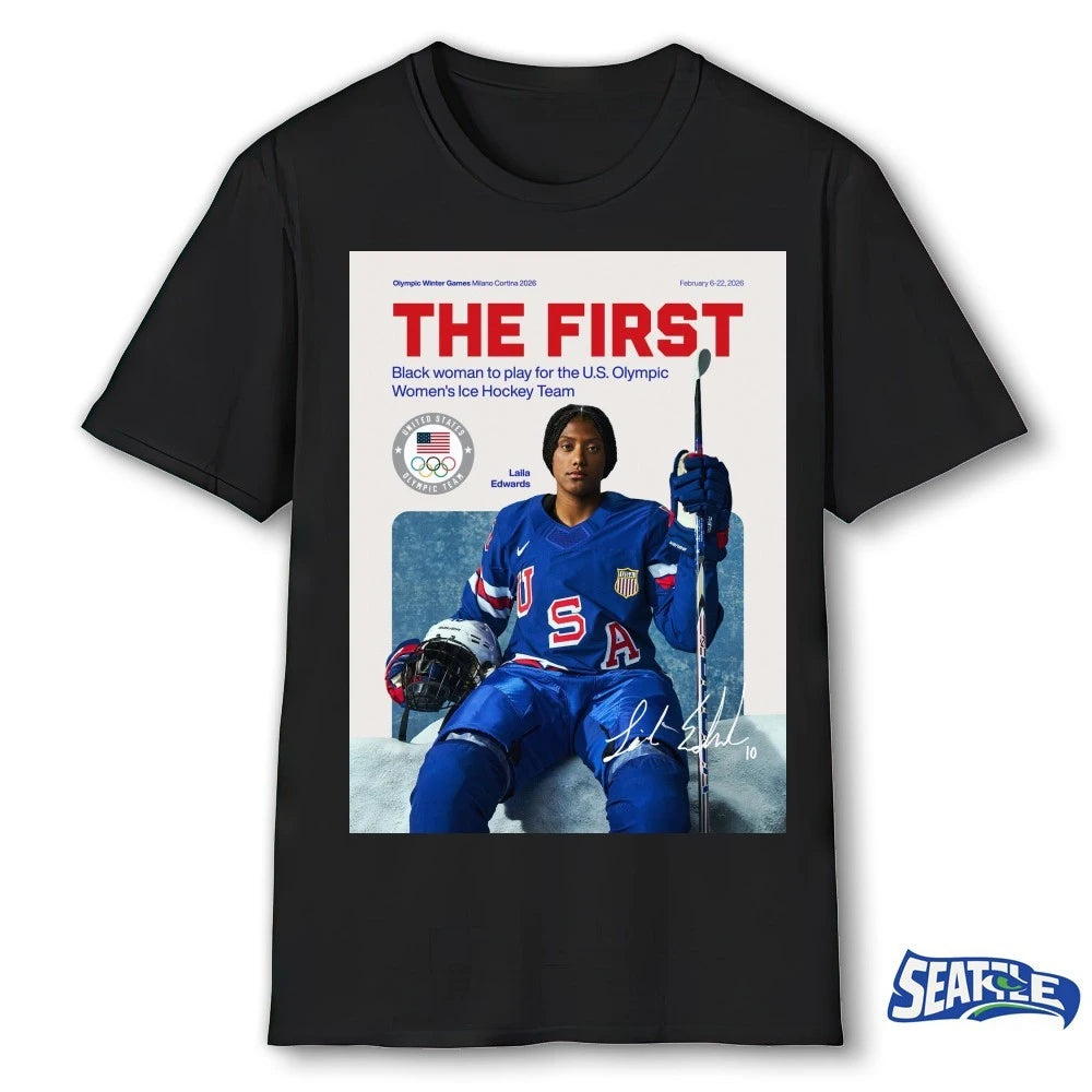 Official Laila Edwards The First Black Woman To Play For The US Olympic Women’s Ice Hockey Team Signature Poster t-shirt