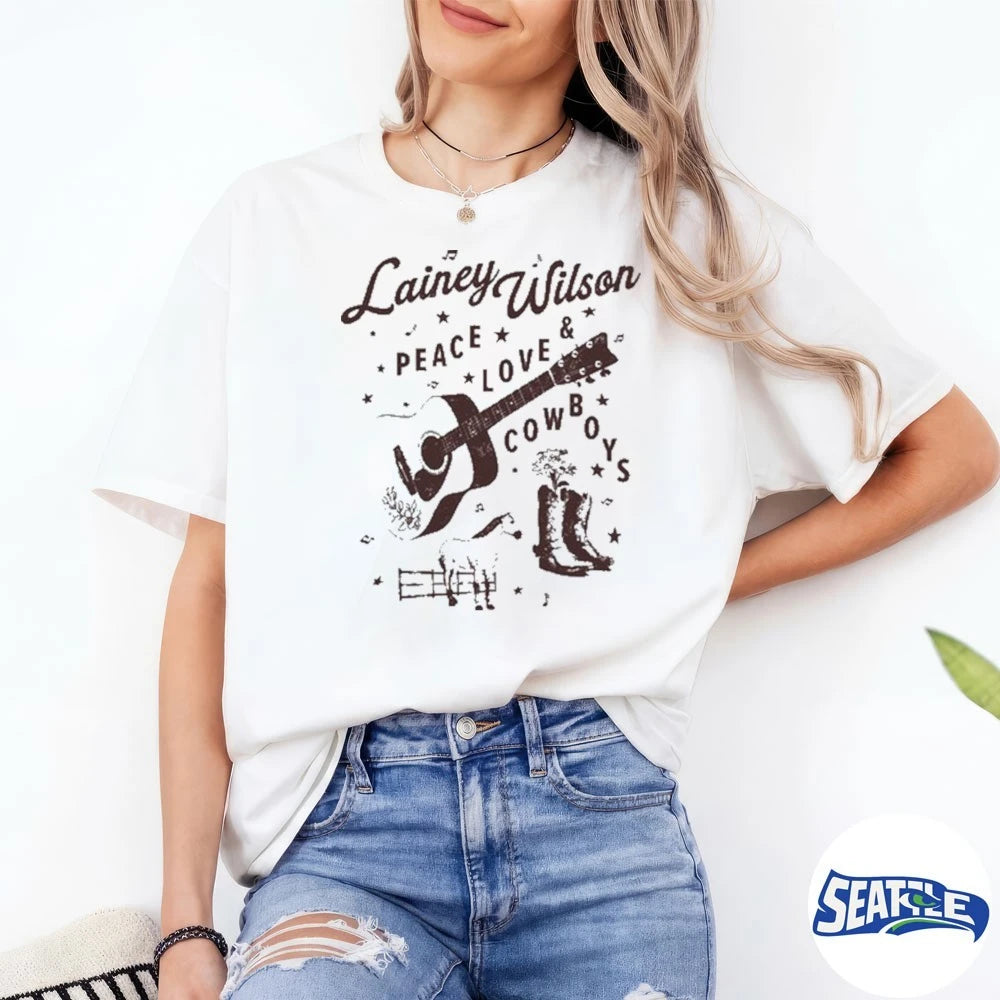 Official Lainey Wilson Peace Love Cowboys 2026 t-shirt