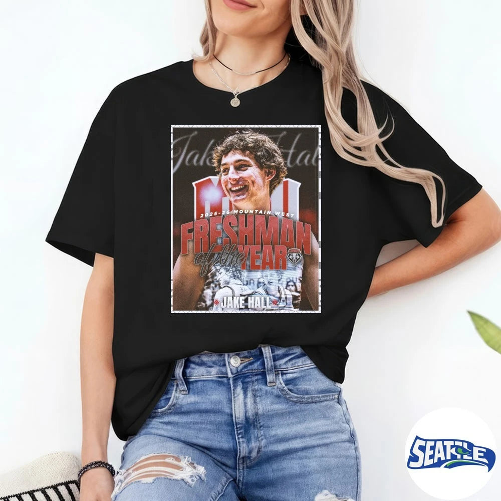 Official Lobo Basketball 2025-26 Mountain West Freshman Of The Year Jake Hall Poster t-shirt