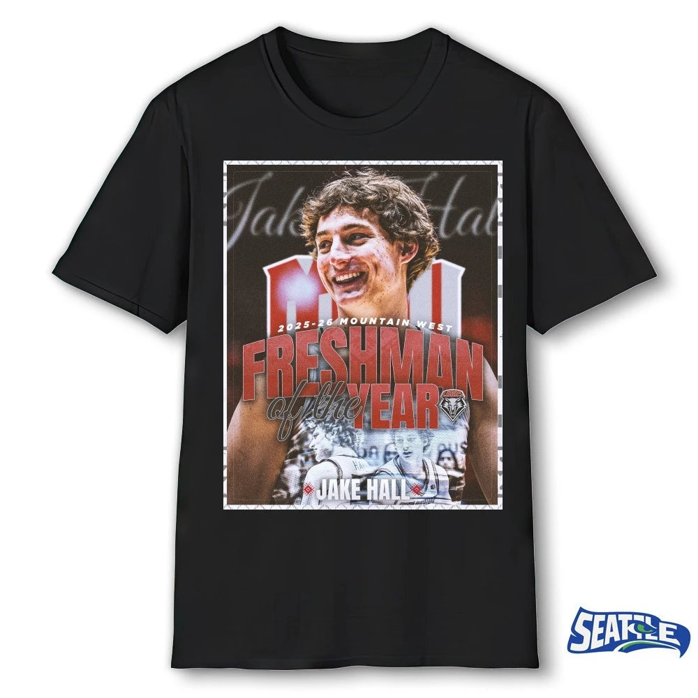 Official Lobo Basketball 2025-26 Mountain West Freshman Of The Year Jake Hall Poster t-shirt