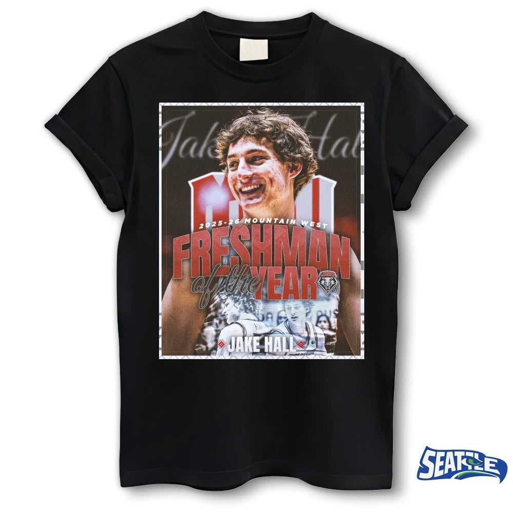 Official Lobo Basketball 2025-26 Mountain West Freshman Of The Year Jake Hall Poster t-shirt