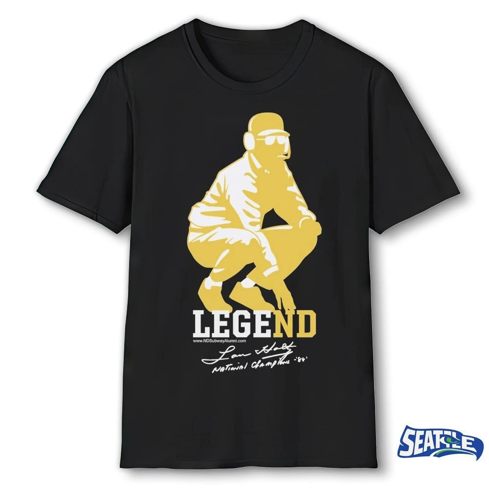 Official Lou Holtz Legend National Champions ND Subway Alumni Signature t-shirt