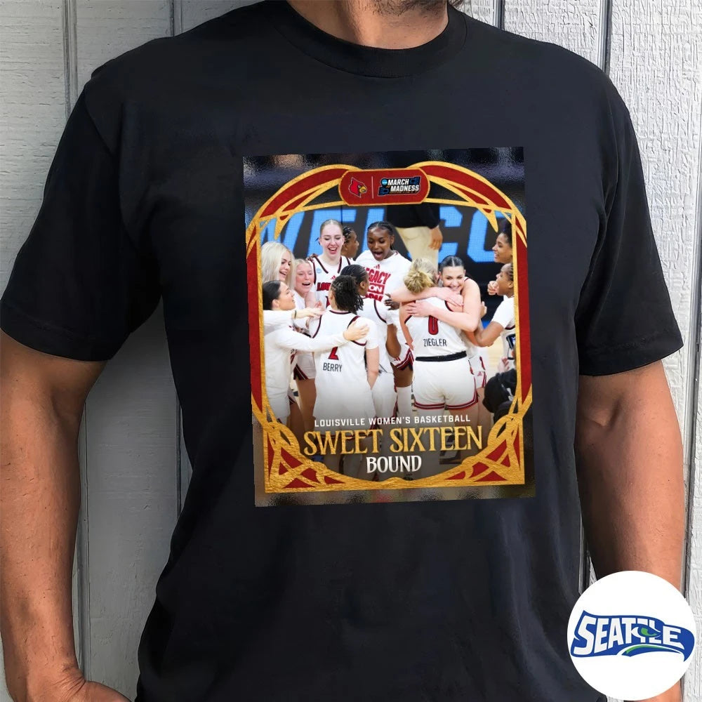 Official Louisville Cardinals Women’s Basketball Sweet Sixteen Bound 2026 March Madness Poster t-shirt