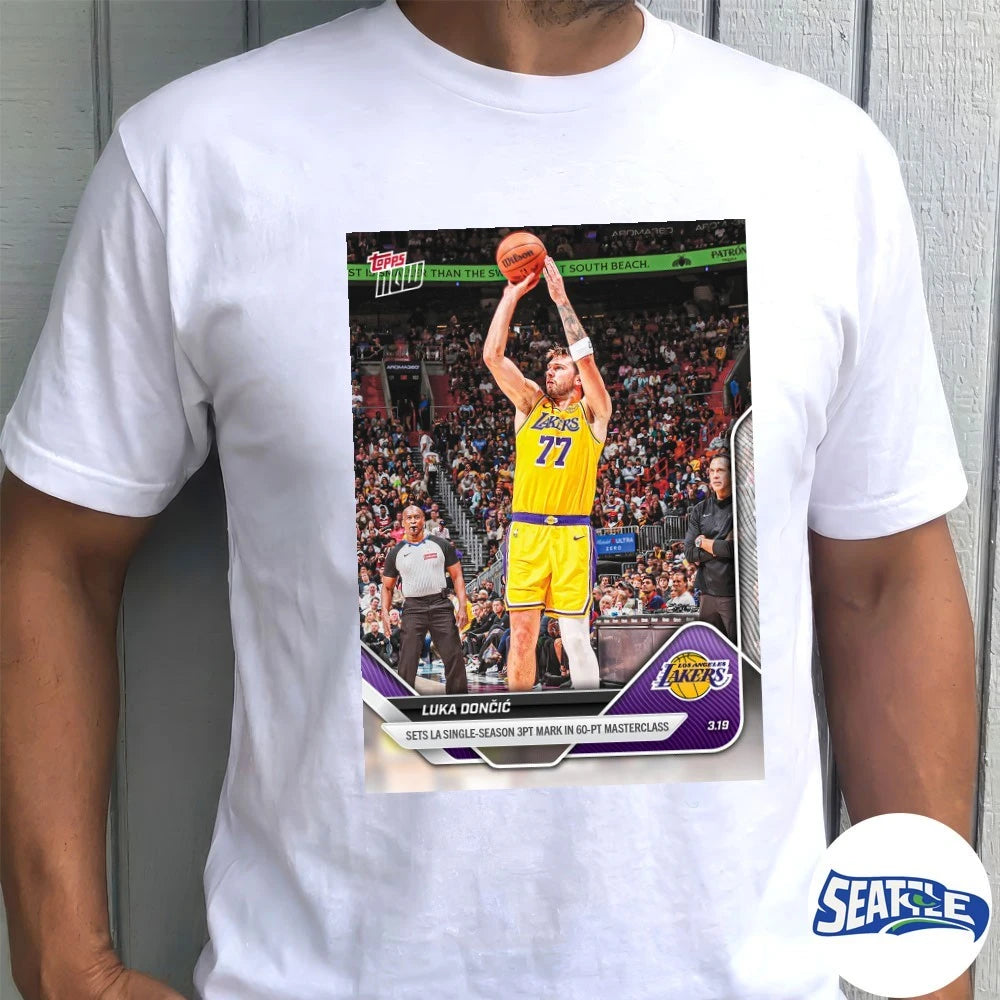 Official Luka Dončić Sets LA Single-Season 3Pt Mark In 60-Pt Masterclass 2025-26 NBA Topps NOW Card t-shirt