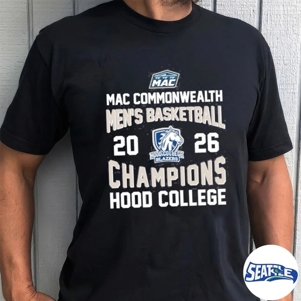 Official Mac Commonwealth Men’s Basketball 2026 Champions Hood College t-shirt