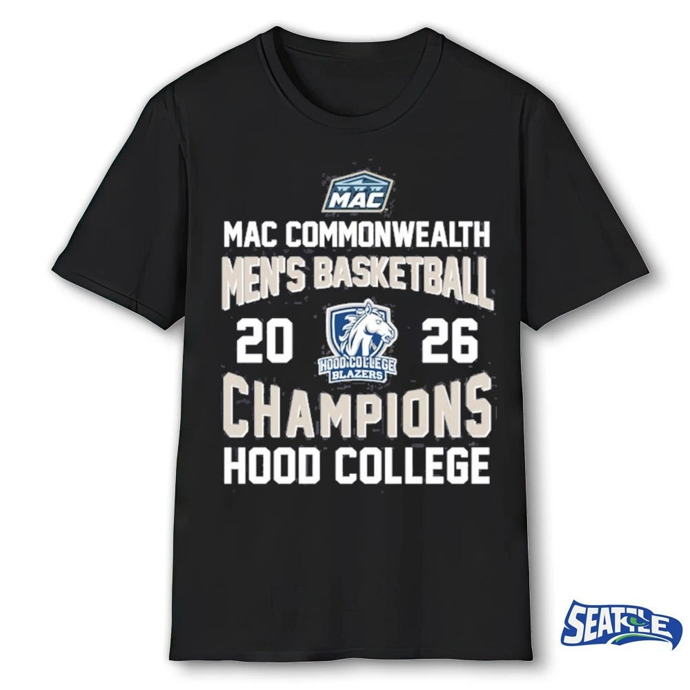 Official Mac Commonwealth Men’s Basketball 2026 Champions Hood College t-shirt