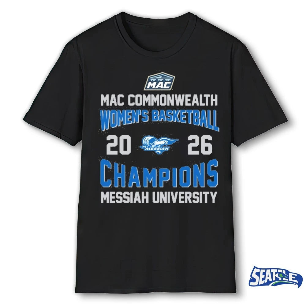 Official MAC Commonwealth Women’s Basketball Champions 2026 Messiah University t-shirt