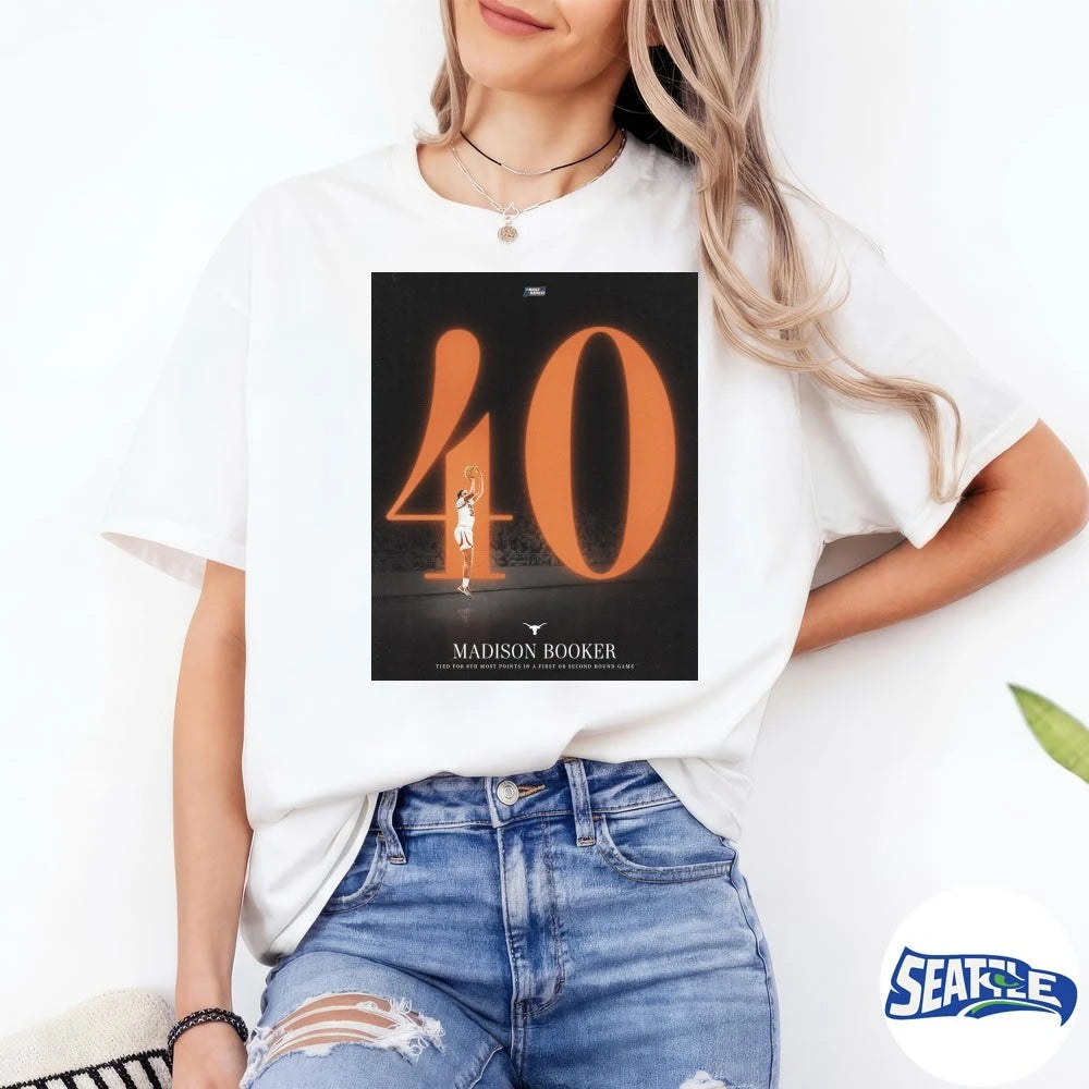Official Madison Booker Tied For 8Th Most Points In A First Or Second Round Game Poster t-shirt