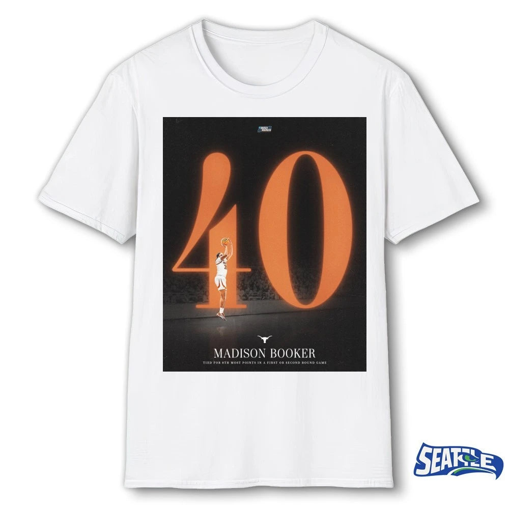 Official Madison Booker Tied For 8Th Most Points In A First Or Second Round Game Poster t-shirt