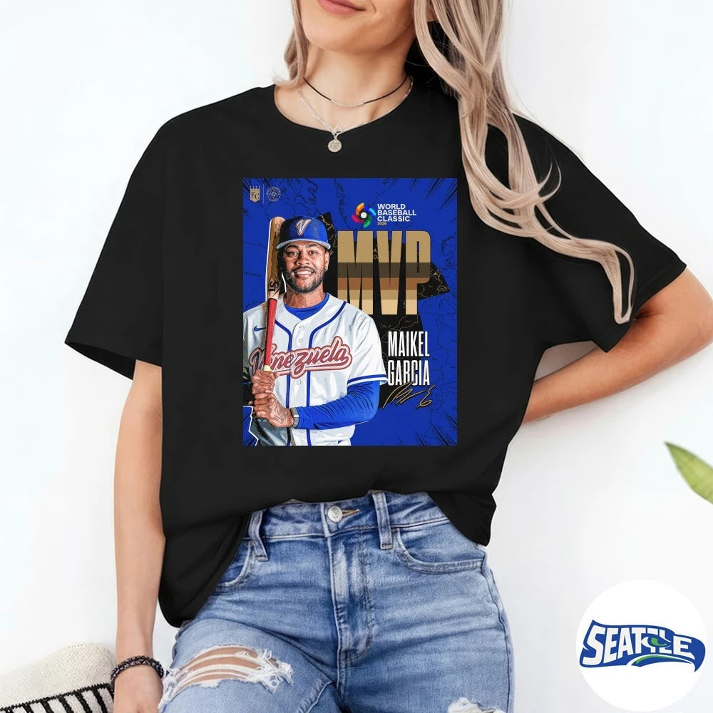 Official Maikel Garcia 2026 World Baseball Classic MVP Kansas City Royals Signature Poster t-shirt