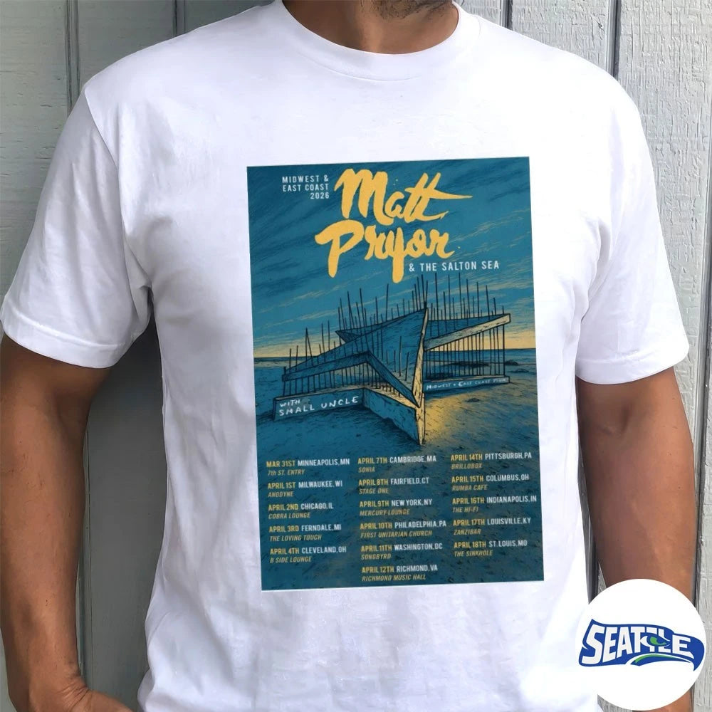 Official Matt Pryor And The Salton Sea Midwest And East Coast 2026 Tour Poster t-shirt