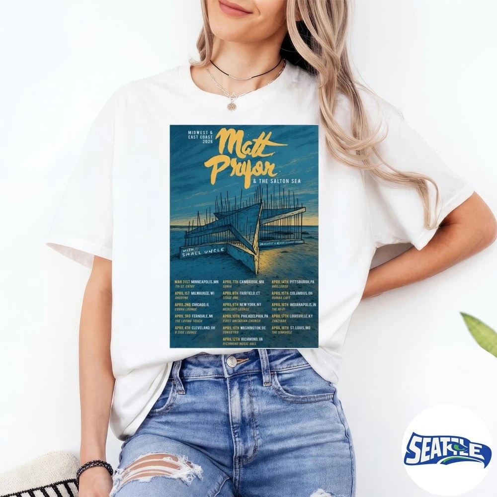 Official Matt Pryor And The Salton Sea Midwest And East Coast 2026 Tour Poster t-shirt