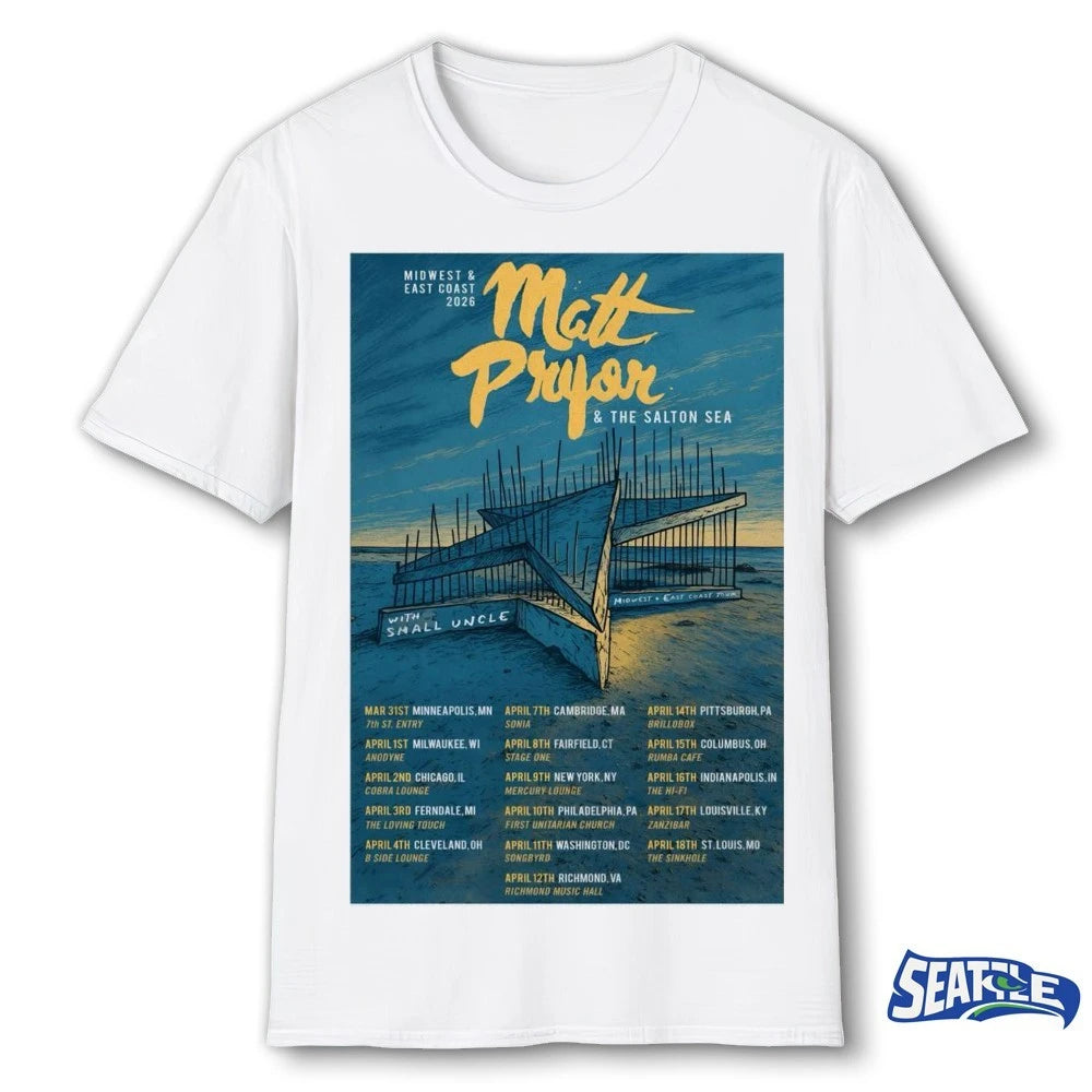 Official Matt Pryor And The Salton Sea Midwest And East Coast 2026 Tour Poster t-shirt