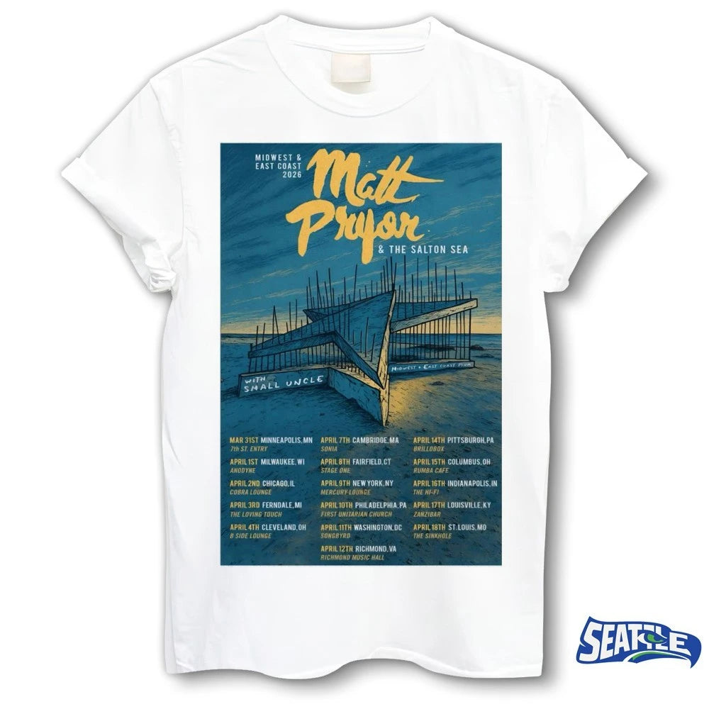 Official Matt Pryor And The Salton Sea Midwest And East Coast 2026 Tour Poster t-shirt