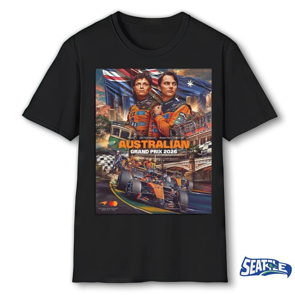 Official McLaren F1 Team 2026 Australia Grand Prix From 6-8 March At Albert Park In Melbourne Poster t-shirt