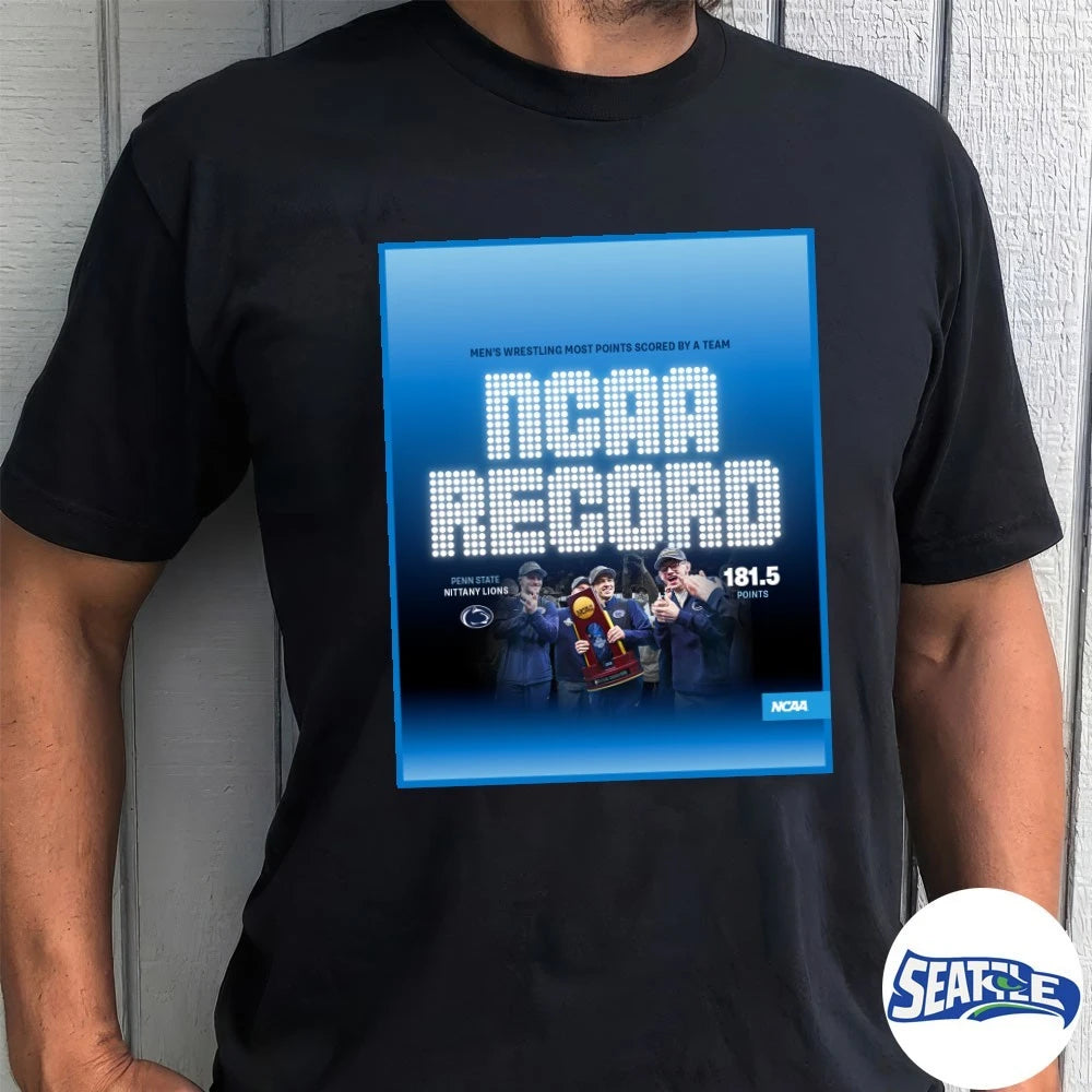 Official Men’s Wrestling Most Points Scored By A Team NCAA Record Penn State Nittany Lions 181.5 Points Poster t-shirt