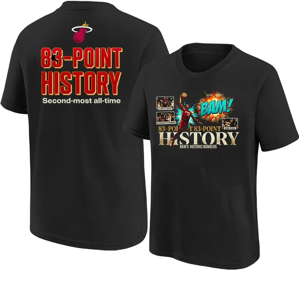 Official Miami Heat Bam Adebayo 83-Point History Made History 2026 T-Shirt