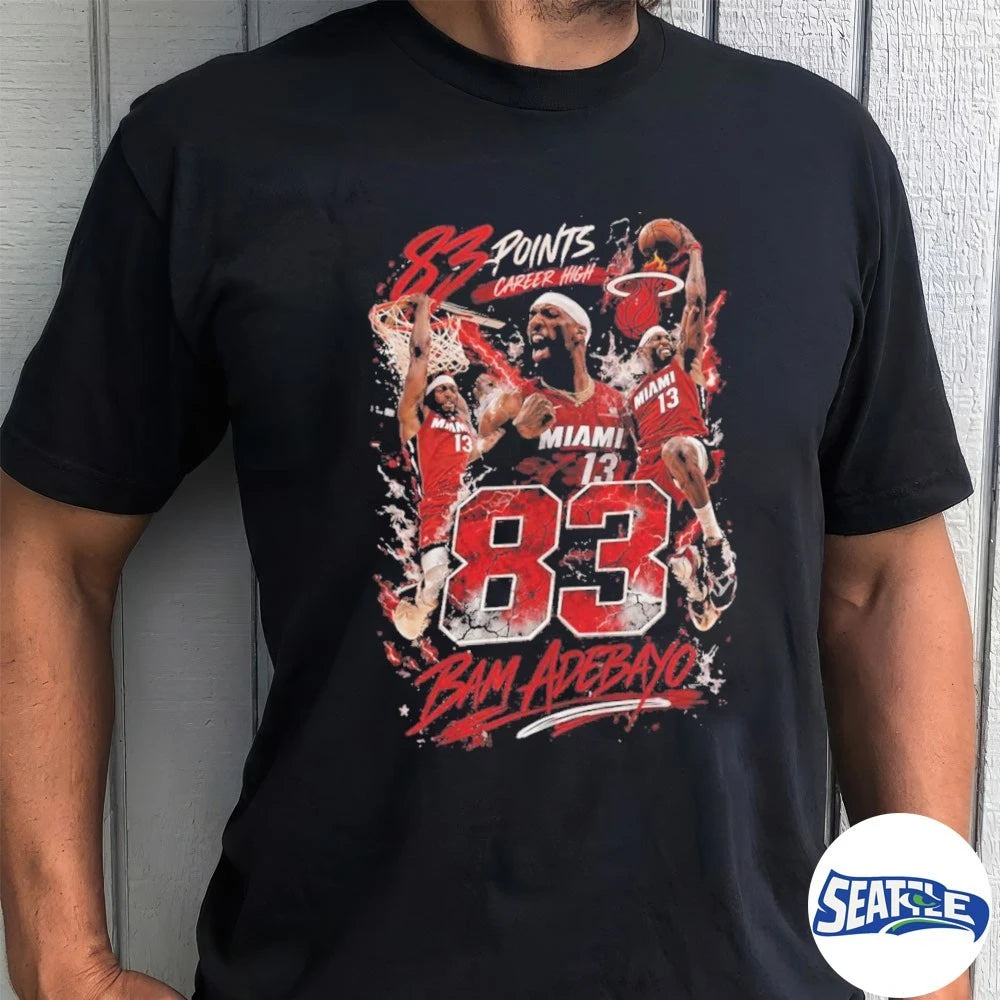 Official Miami Heat Basketball Bam Adebayo 83 Points Career High t-shirt