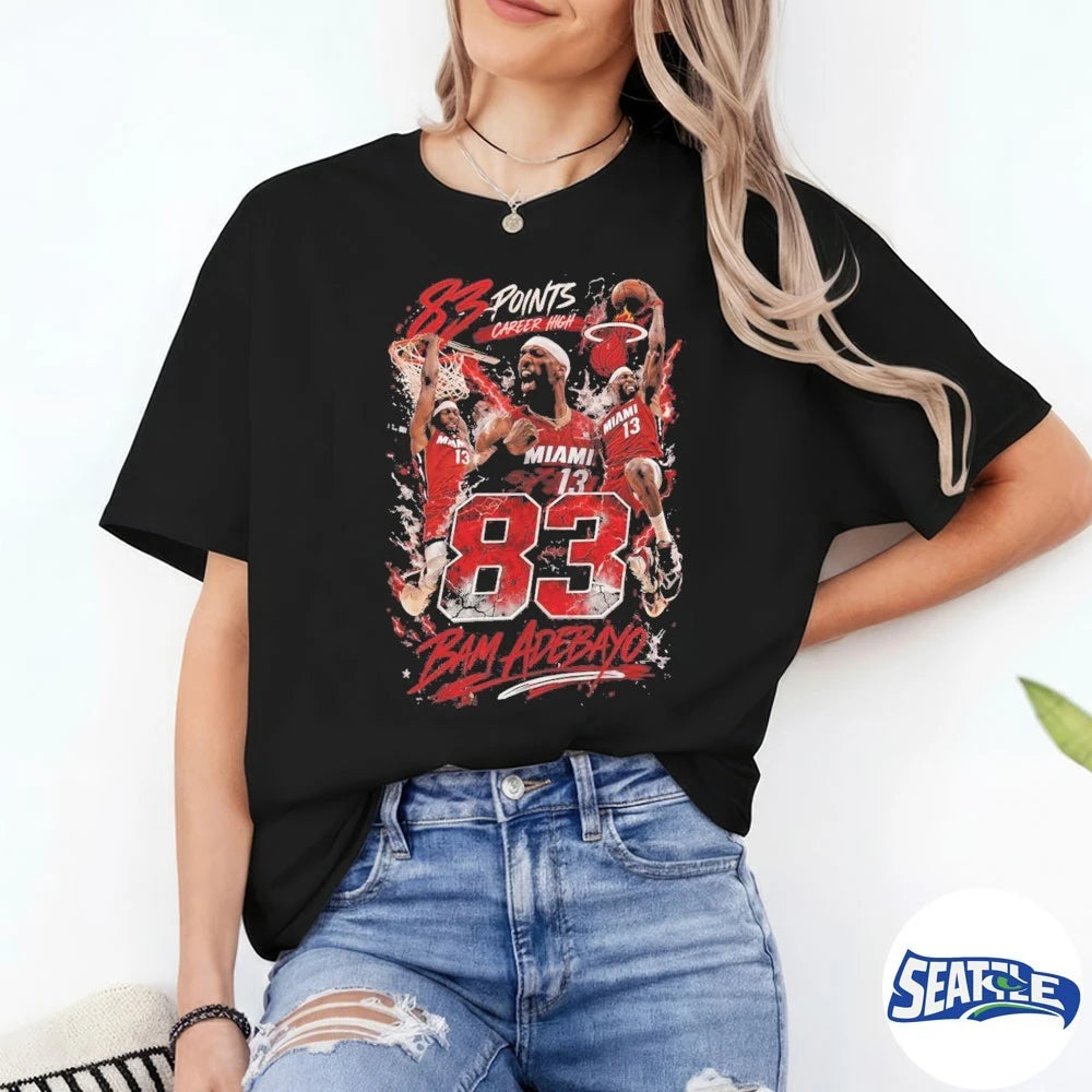 Official Miami Heat Basketball Bam Adebayo 83 Points Career High t-shirt