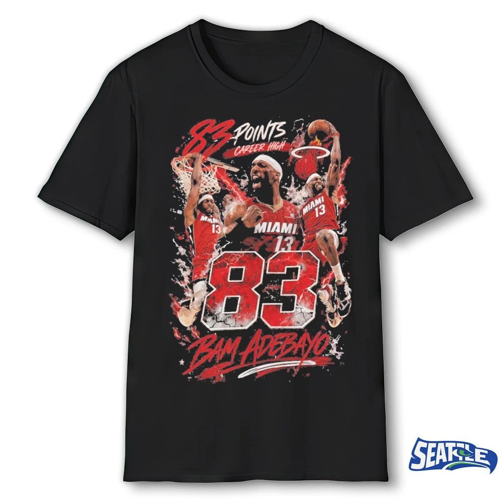 Official Miami Heat Basketball Bam Adebayo 83 Points Career High t-shirt