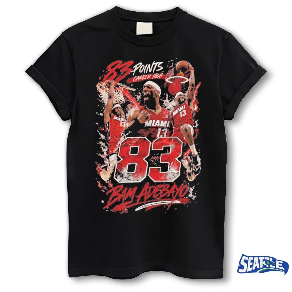 Official Miami Heat Basketball Bam Adebayo 83 Points Career High t-shirt
