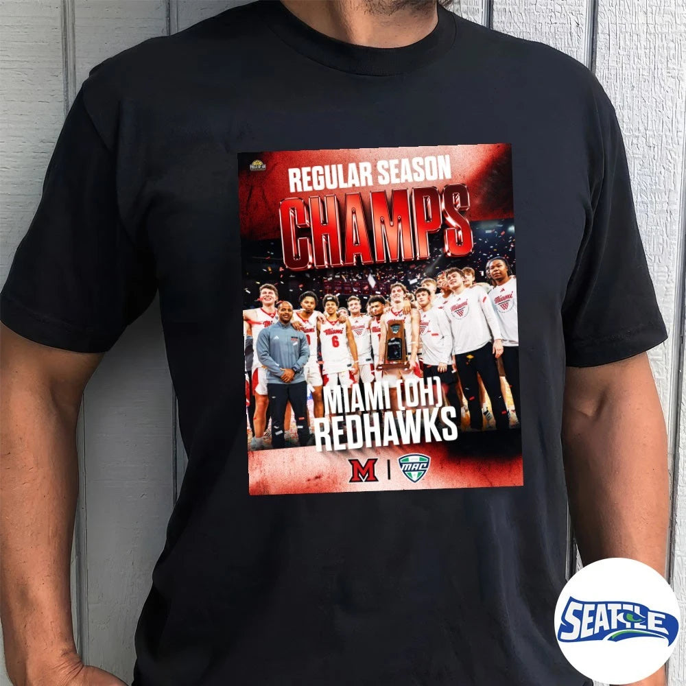 Official Miami OH Redhawks Basketball Regular Season Champs Incredible Poster t-shirt