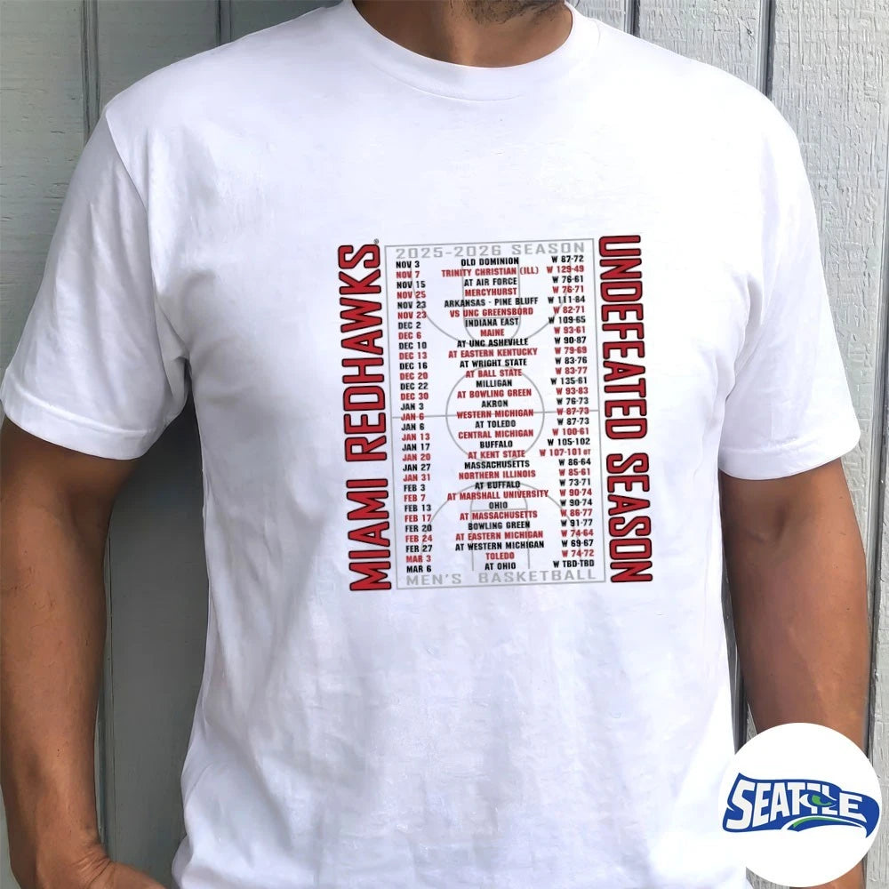 Official Miami RedHawks 2025-2026 Men’s Basketball Undefeated Season Schedule t-shirt