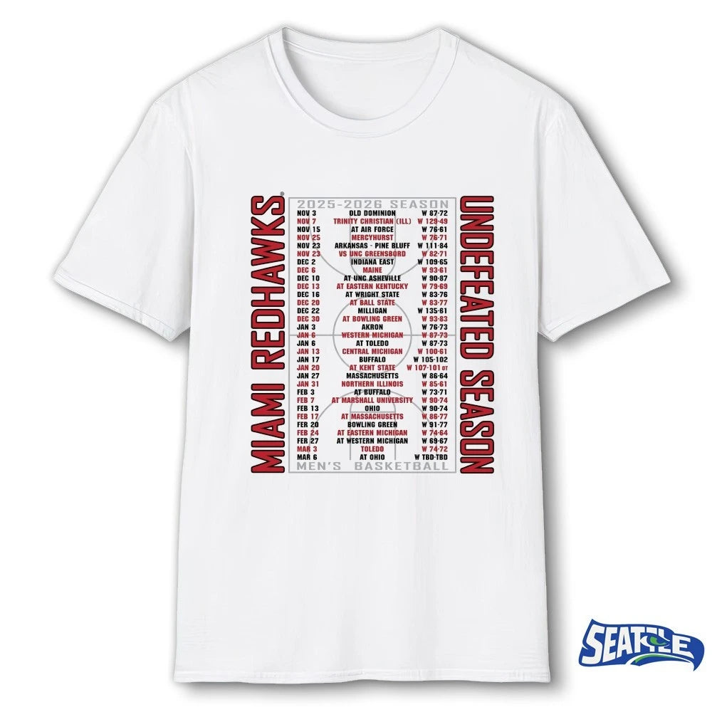 Official Miami RedHawks 2025-2026 Men’s Basketball Undefeated Season Schedule t-shirt