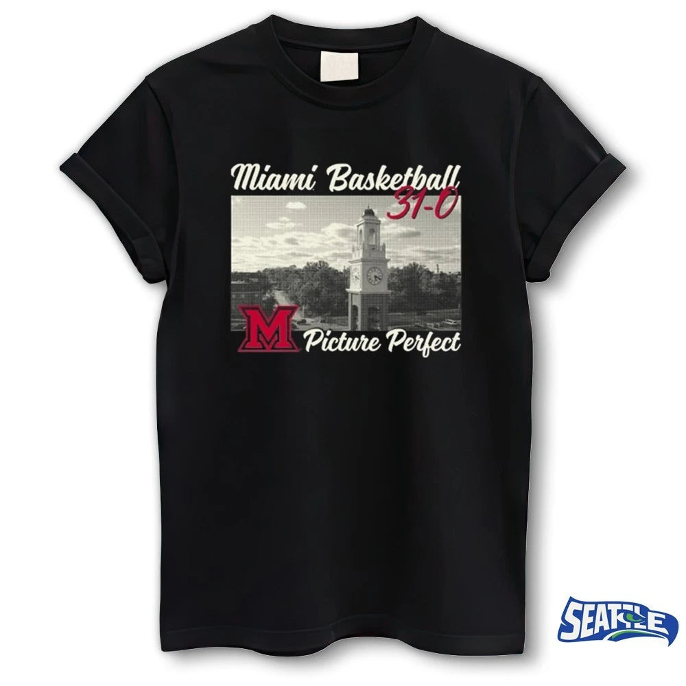 Official Miami RedHawks 2026 Men’s Basketball 31-0 Picture Perfect t-shirt