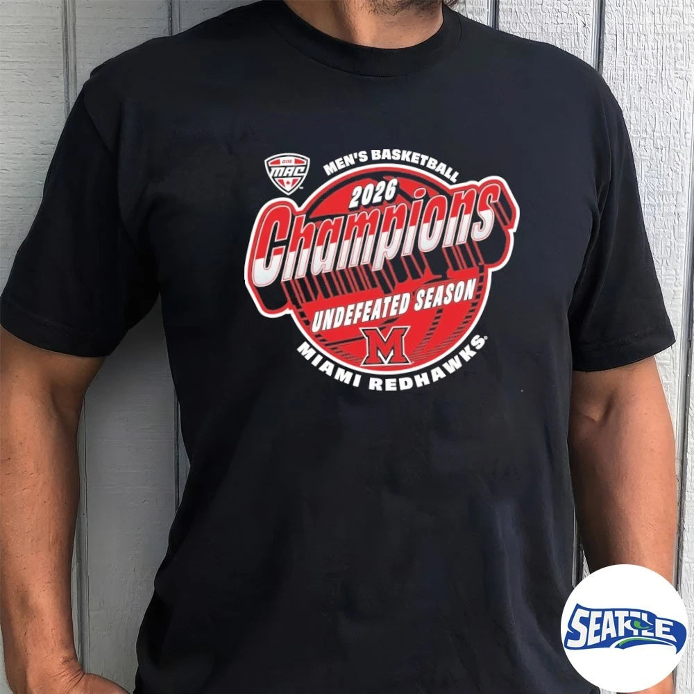 Official Miami RedHawks 2026 Men’s Basketball Undefeated Season MAC Champions t-shirt