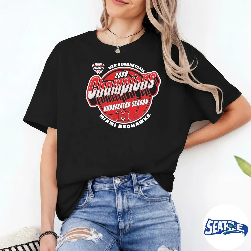 Official Miami RedHawks 2026 Men’s Basketball Undefeated Season MAC Champions t-shirt