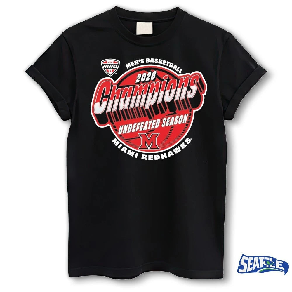 Official Miami RedHawks 2026 Men’s Basketball Undefeated Season MAC Champions t-shirt