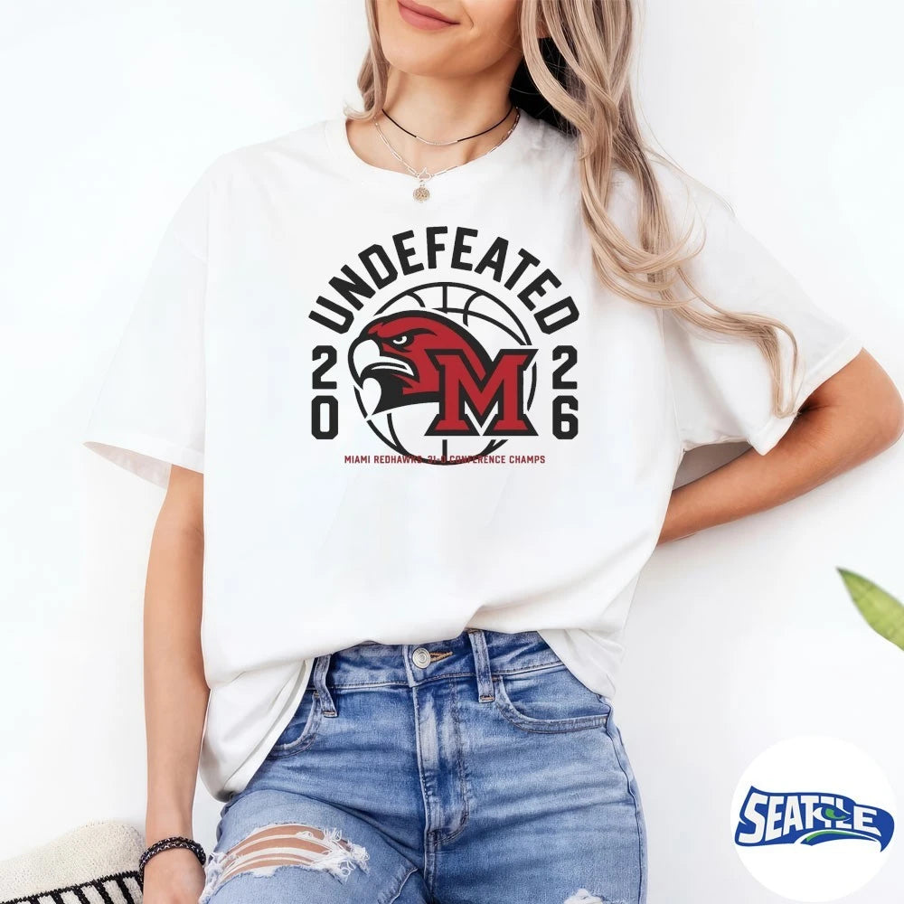 Official Miami RedHawks Basketball 2026 Undefeated 31-0 Conference Champs Homefield t-shirt