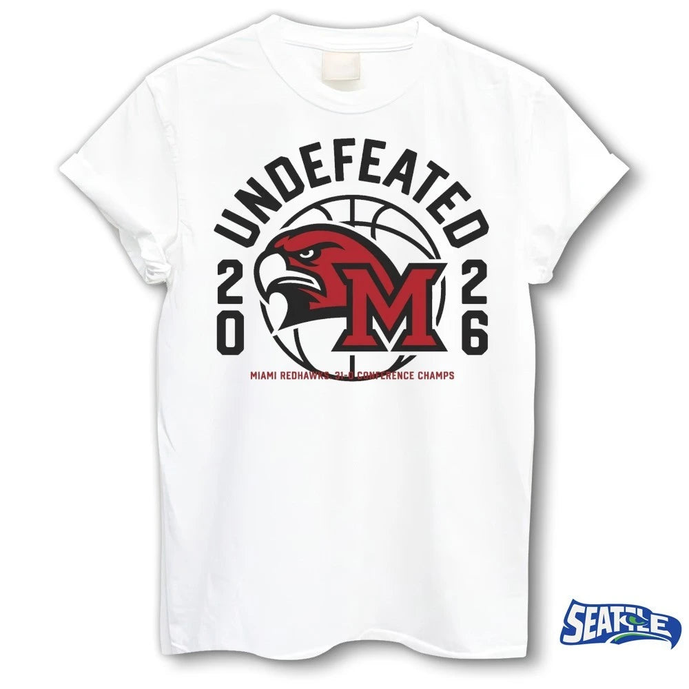 Official Miami RedHawks Basketball 2026 Undefeated 31-0 Conference Champs Homefield t-shirt