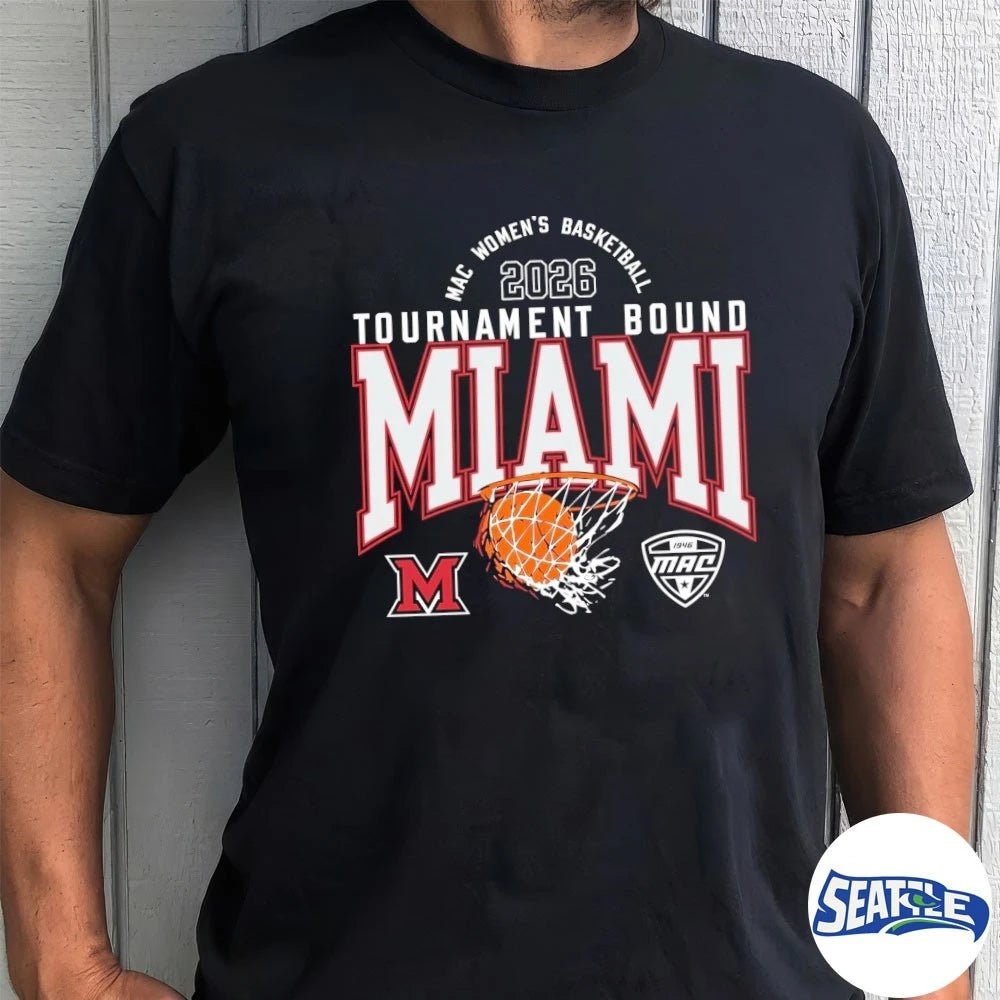 Official Miami RedHawks MAC 2026 Women’s Basketball Tournament Bound t-shirt