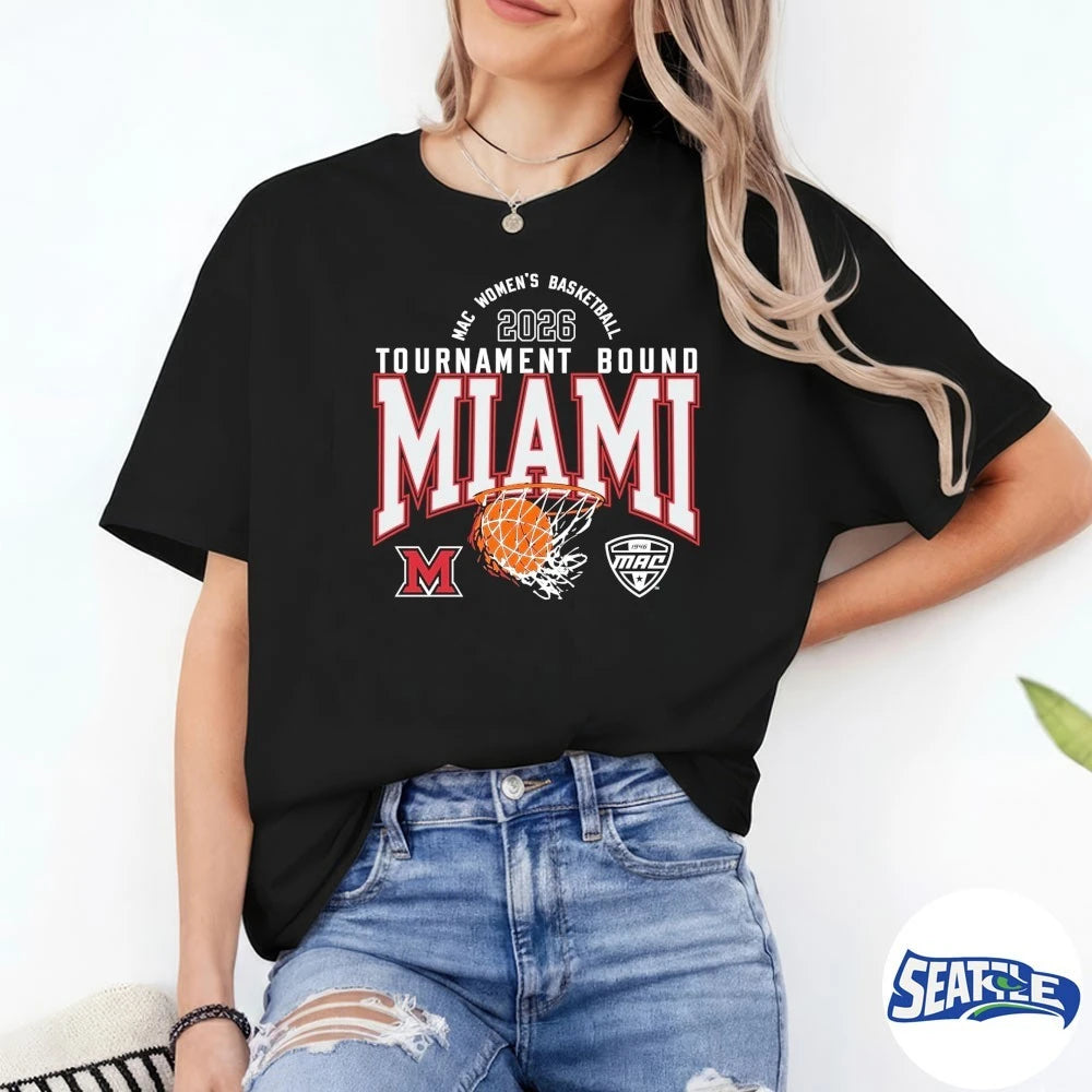 Official Miami RedHawks MAC 2026 Women’s Basketball Tournament Bound t-shirt