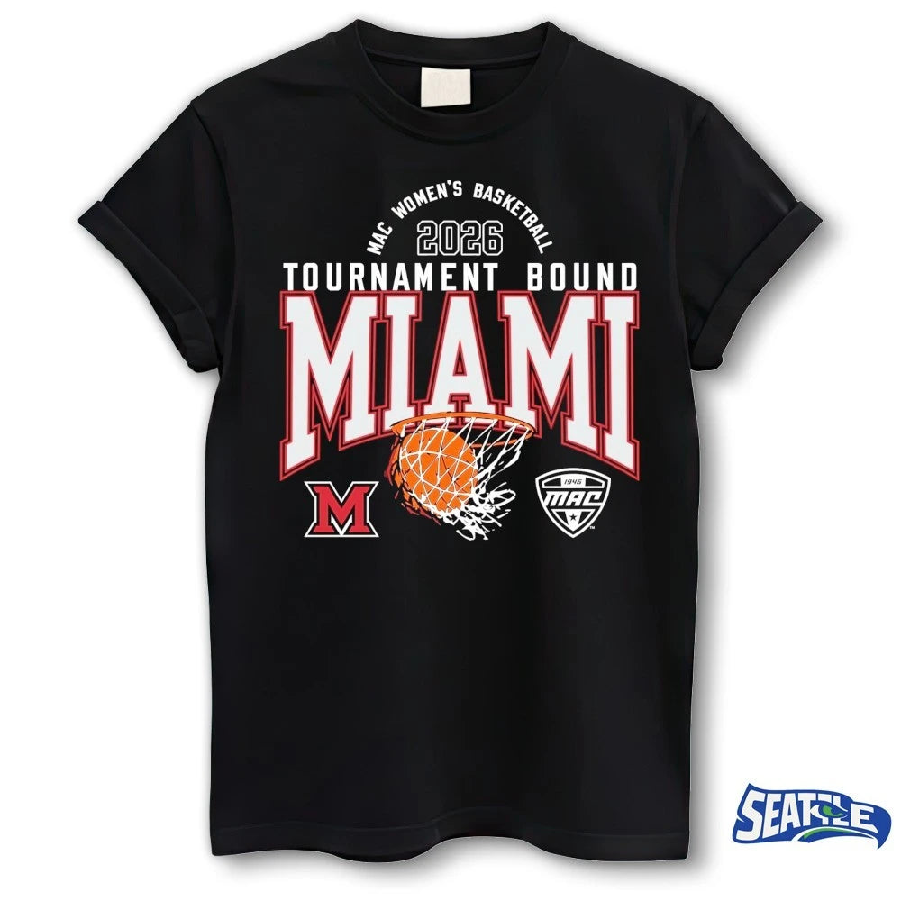 Official Miami RedHawks MAC 2026 Women’s Basketball Tournament Bound t-shirt