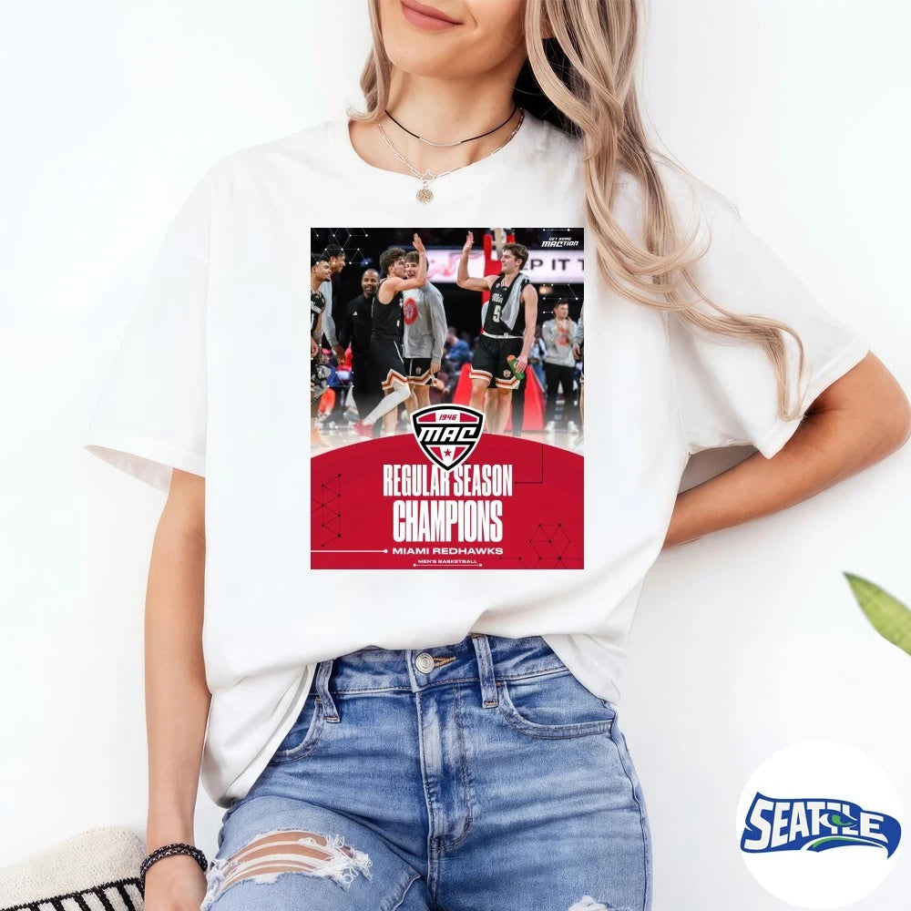 Official Miami RedHawks Men’s Basketball 1946 MAC Regular Season Champs Love Honor History Poster t-shirt