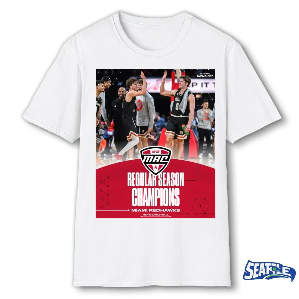 Official Miami RedHawks Men’s Basketball 1946 MAC Regular Season Champs Love Honor History Poster t-shirt