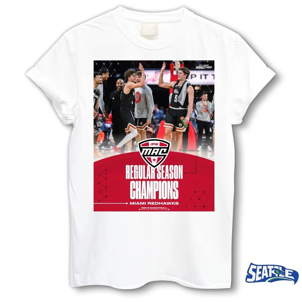 Official Miami RedHawks Men’s Basketball 1946 MAC Regular Season Champs Love Honor History Poster t-shirt