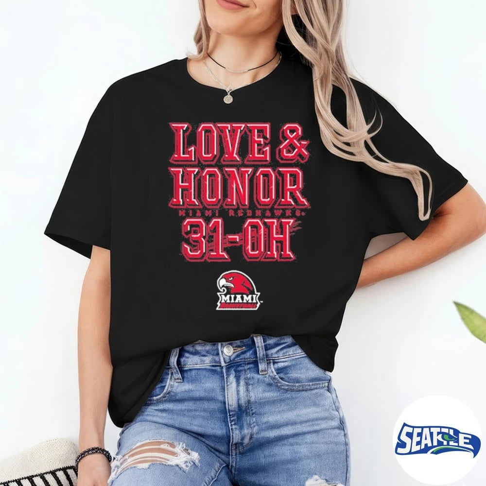 Official Miami RedHawks Men’s Basketball Love and Honor 31-OH t-shirt