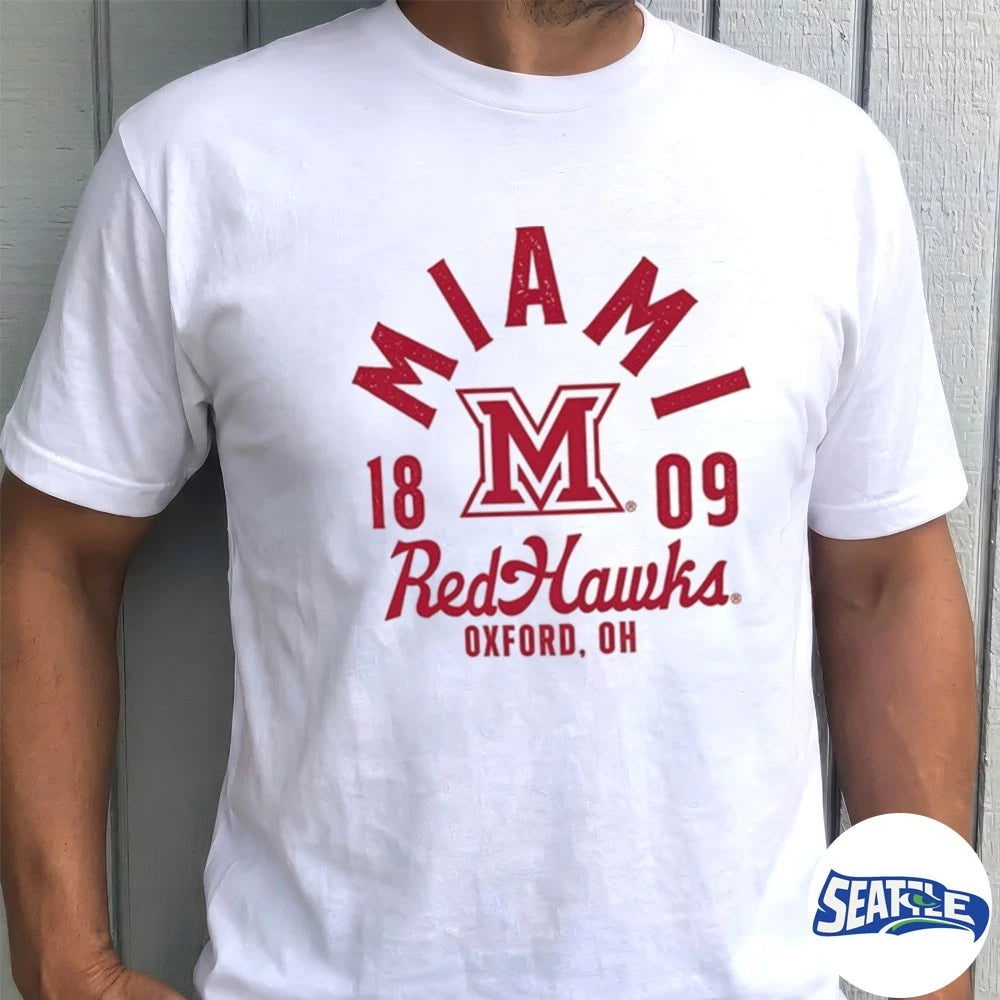 Official Miami RedHawks Oxford OH Est 1809 Ivory Mascot t-shirt