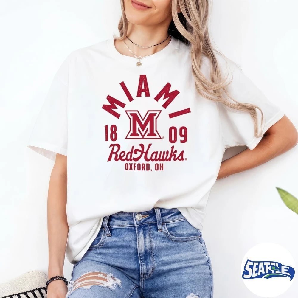 Official Miami RedHawks Oxford OH Est 1809 Ivory Mascot t-shirt