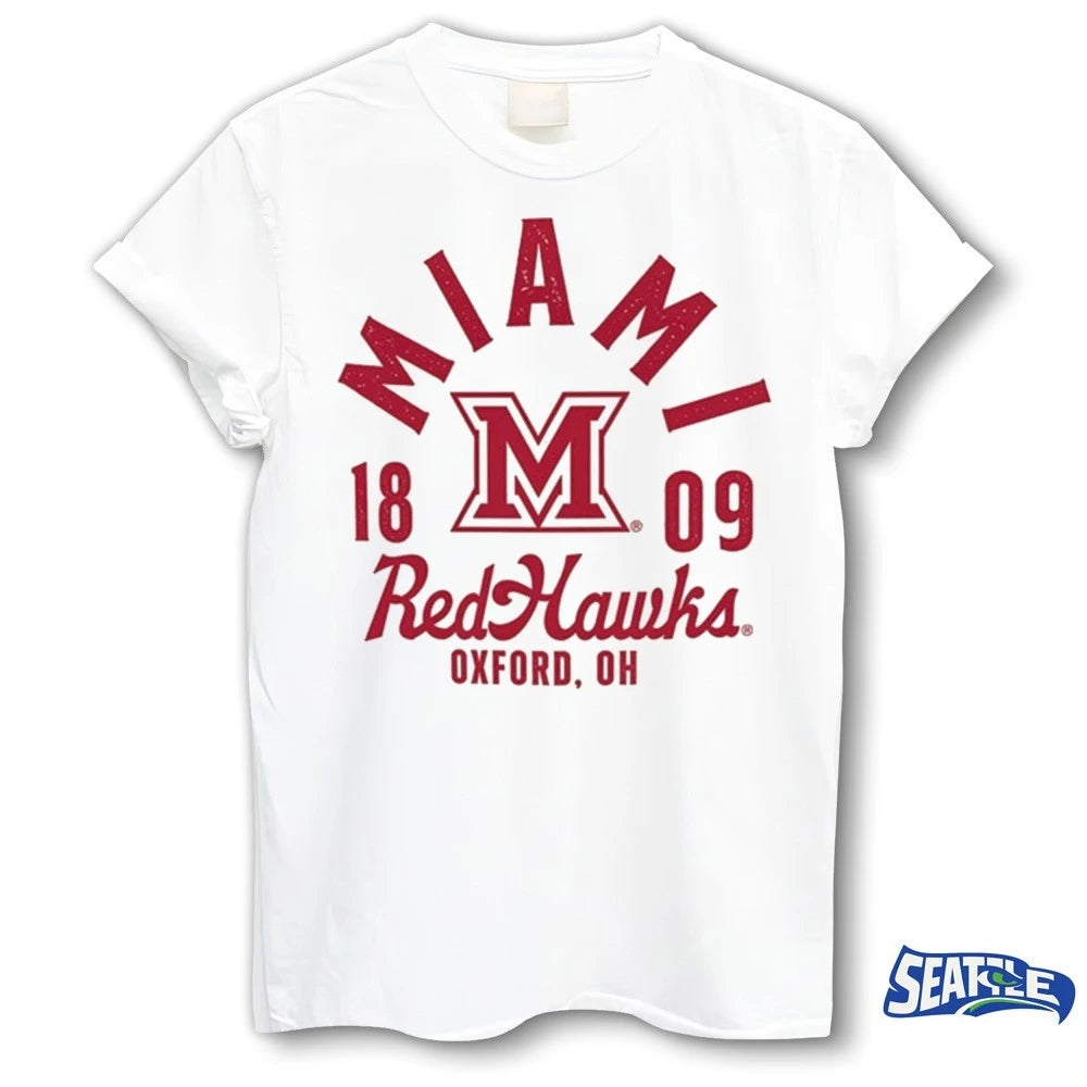 Official Miami RedHawks Oxford OH Est 1809 Ivory Mascot t-shirt