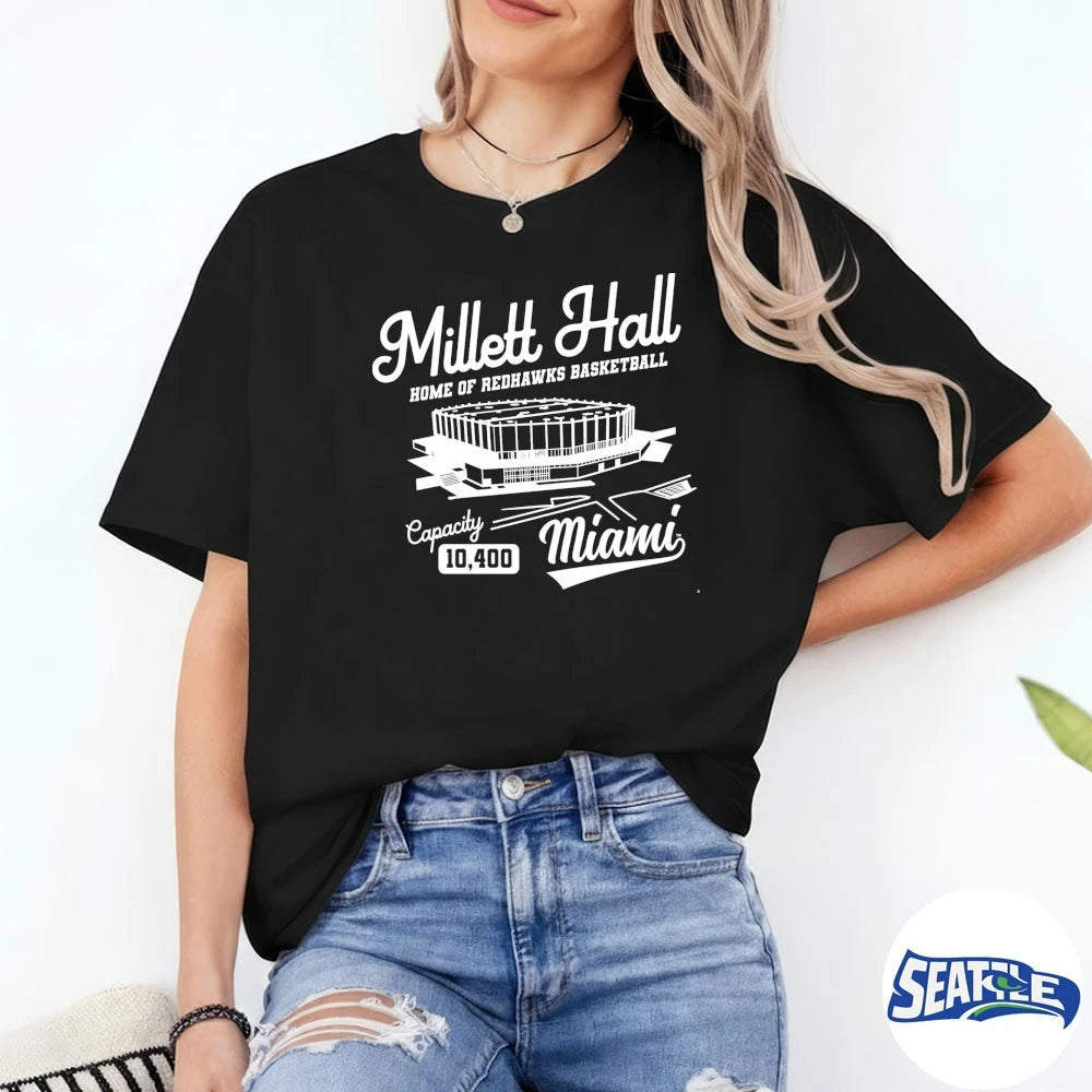 Official Miami RedHawks Red Where I’m From Basketball Millett Hall Home Of Redhawks Basketball t-shirt