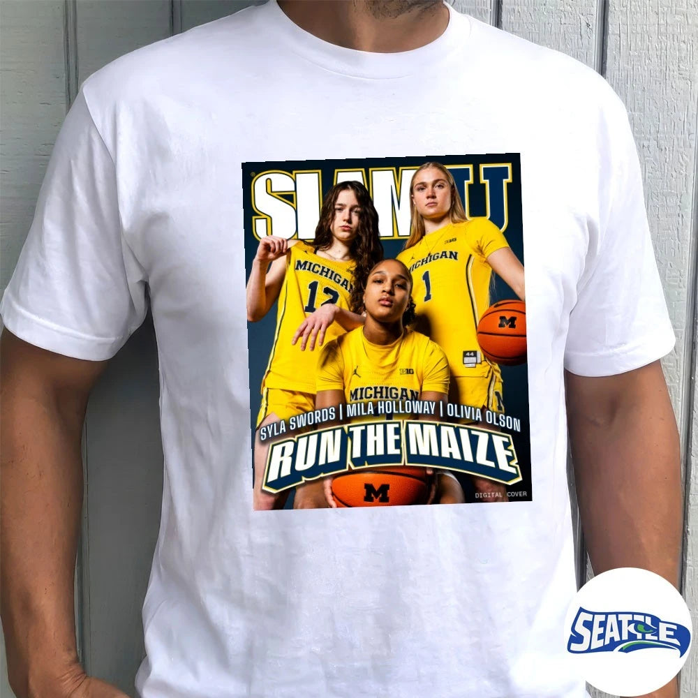 Official Michigan Wolverines Olivia Olson, Syla Swords and Mila Holloway Run The Maize Poster t-shirt