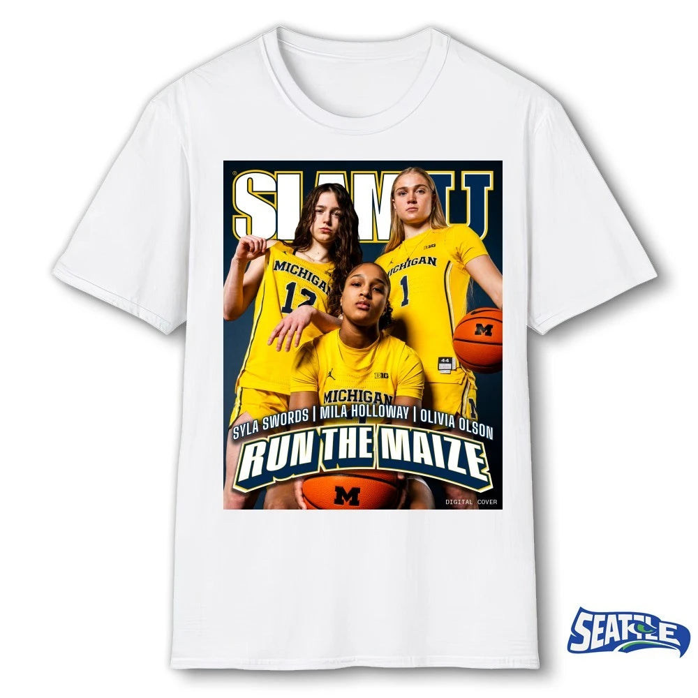 Official Michigan Wolverines Olivia Olson, Syla Swords and Mila Holloway Run The Maize Poster t-shirt