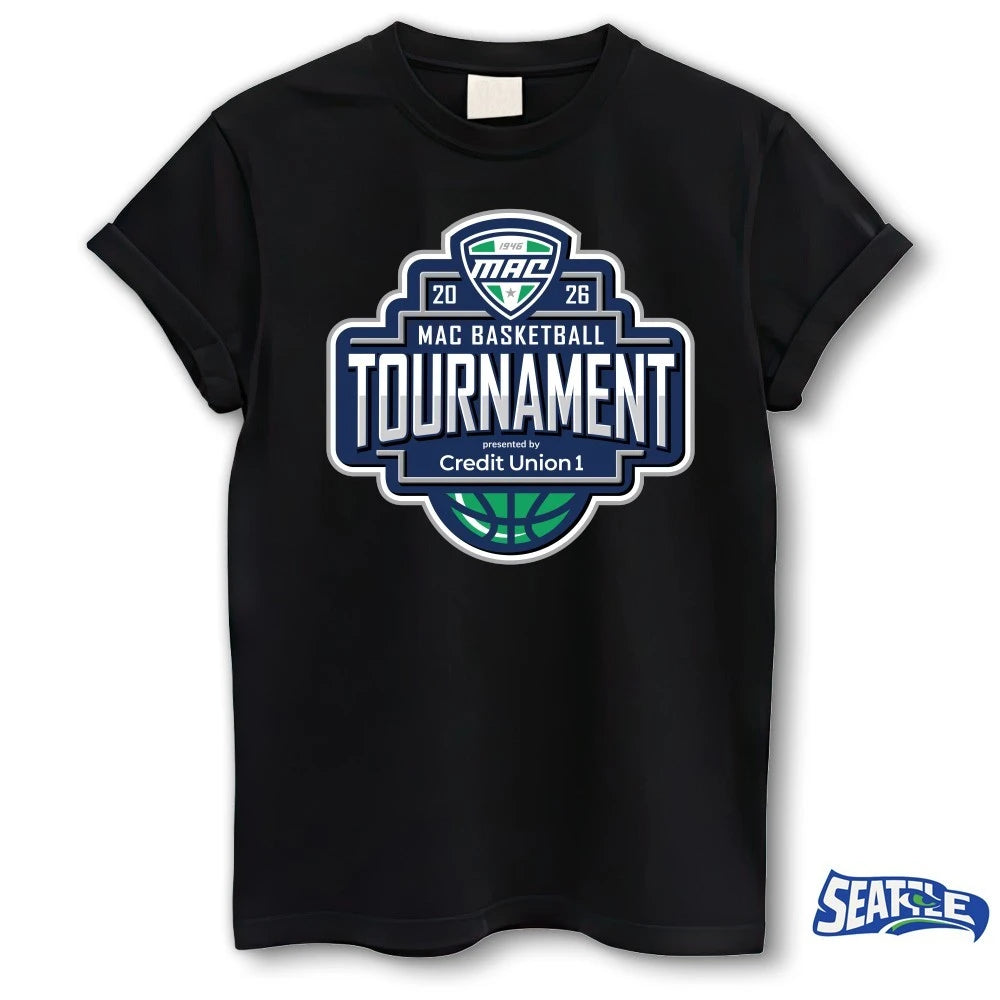 Official Mid-American Conference MAC Basketball Tournament Credit Union 1 2026 Logo t-shirt