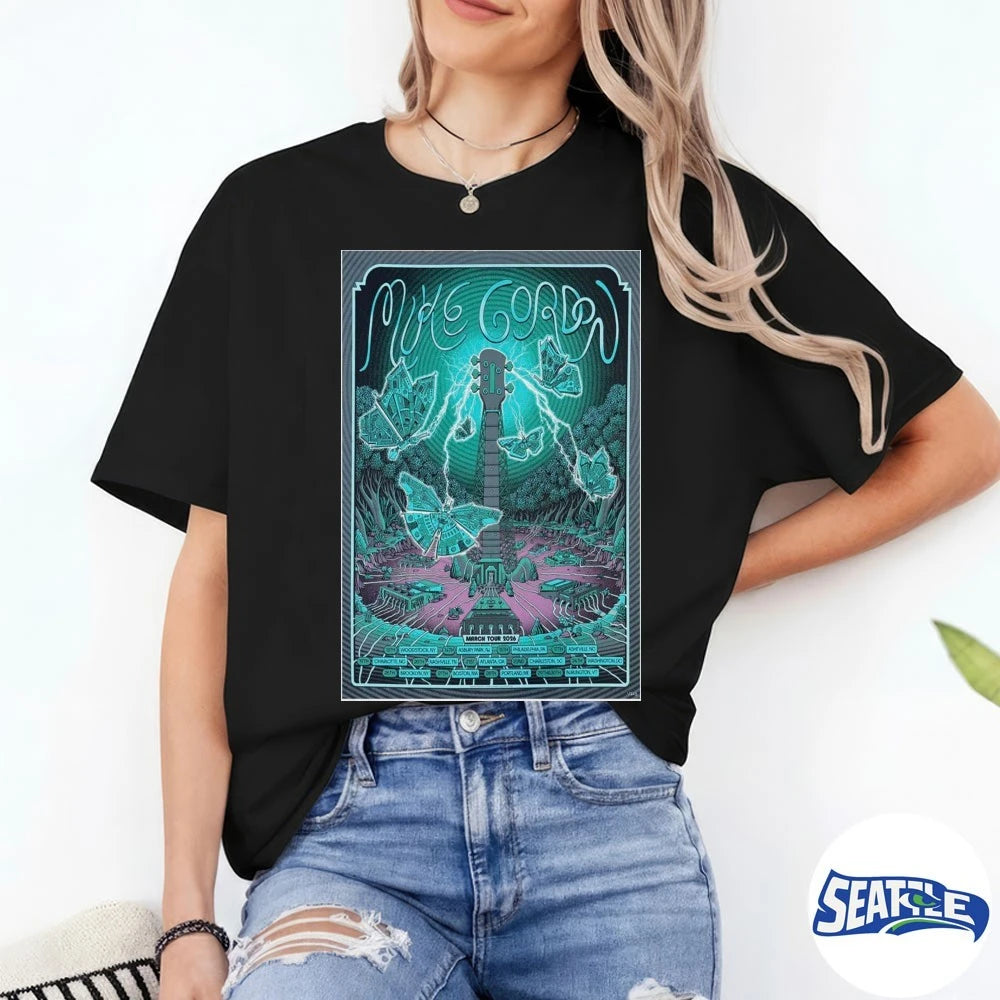 Official Mike Gordon March Tour 2026 Woodstock, NY Nashville, TN and Burlington VT Poster t-shirt