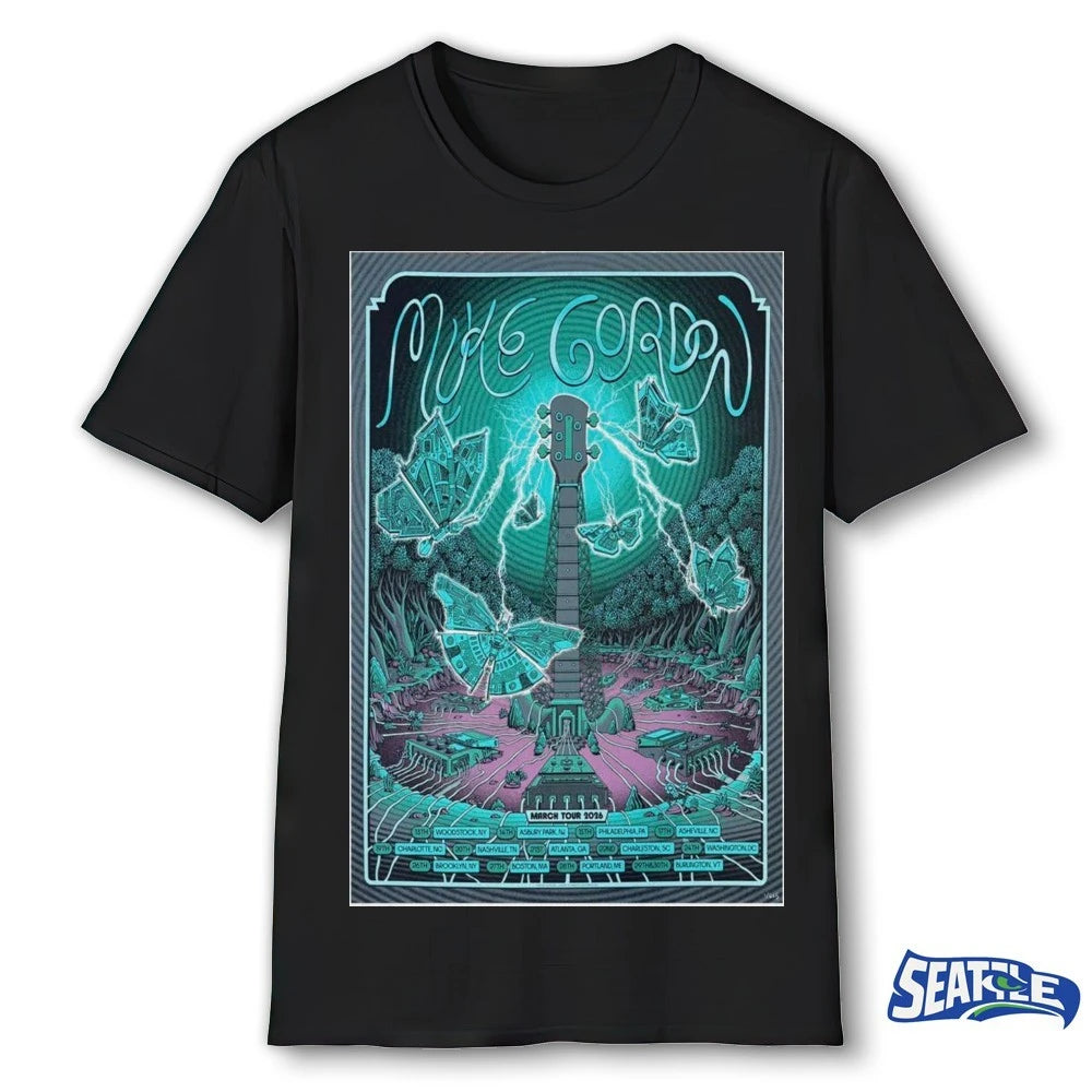 Official Mike Gordon March Tour 2026 Woodstock, NY Nashville, TN and Burlington VT Poster t-shirt